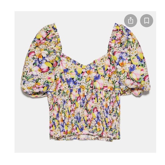 Zara Tops Zara Floral Puff Sleeve Top Poshmark